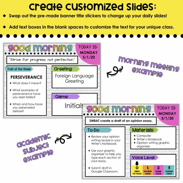 create custom assignment slides