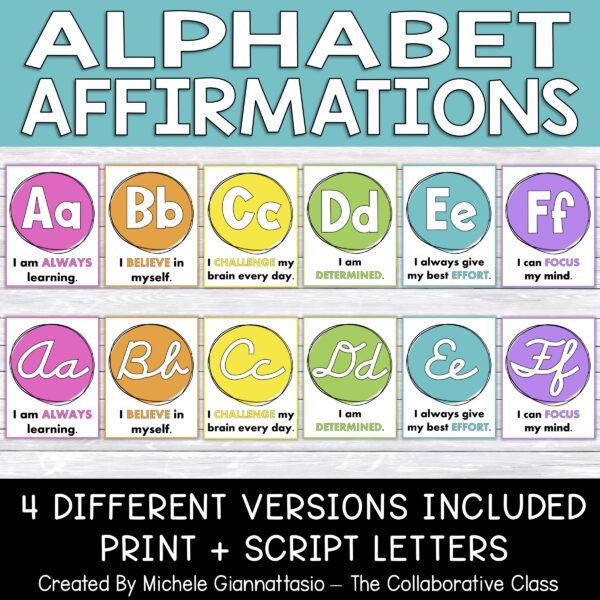 alphabet affirmation posters classroom decor