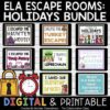 ELA Escape Room: Holiday Bundle with Thanksgiving Escape Room | Print + Digital