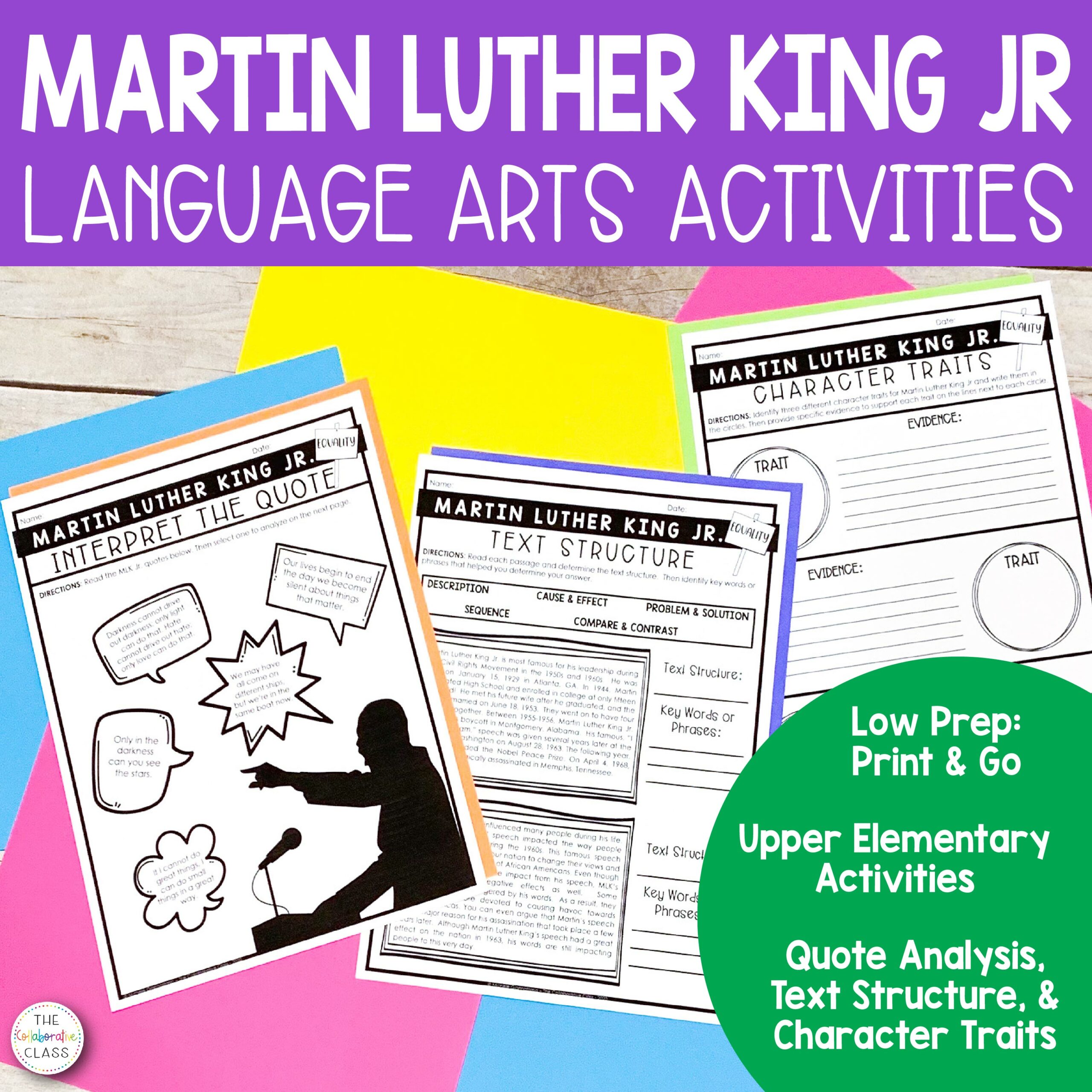 Martin Luther King Activities for Reading and Writing
